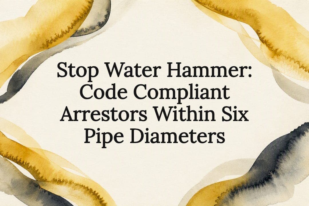 Stop Water Hammer: Code Compliant Arrestors Within Six Pipe Diameters