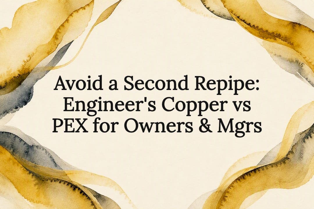 Avoid a Second Repipe: Engineer's Copper vs PEX for Owners & Mgrs